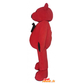 Teddy mascot in red and black plush - MASFR22624 - Bear mascot