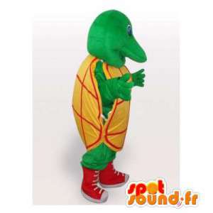 Mascotte de tortue vert jaune et rouge. Costume de tortue - MASFR006510 - Mascottes Tortue