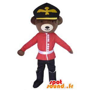 Mascot bruine beer gekleed in het houden van Britse militair - MASFR22626 - Bear Mascot