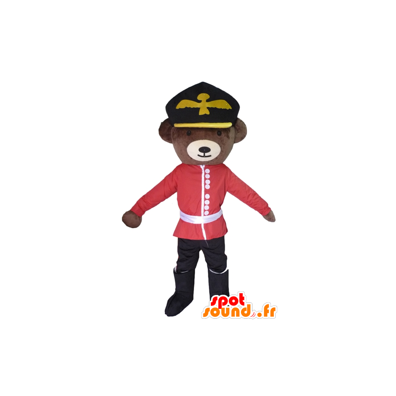 Mascot bruine beer gekleed in het houden van Britse militair - MASFR22626 - Bear Mascot