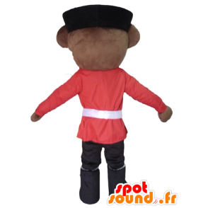 Brown bear mascot dressed as English soldier holding - MASFR22626 - Bear mascot