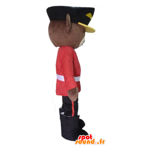 Brown bear mascot dressed as English soldier holding - MASFR22626 - Bear mascot