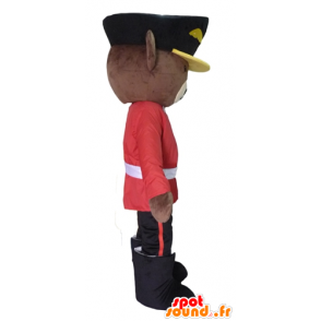 Brown bear mascot dressed as English soldier holding - MASFR22626 - Bear mascot