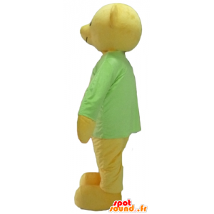 Mascot peluche orsacchiotto di colore giallo, con una t-shirt verde - MASFR22628 - Mascotte orso