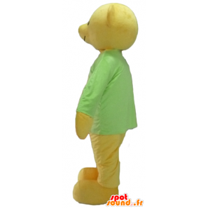 Maskottchen Plüsch Teddy gelb, mit einem grünen T-Shirt - MASFR22628 - Bär Maskottchen