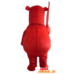 Mascot gran oso rojo, con una hoja en la mano - MASFR22630 - Oso mascota