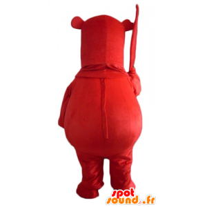 Maskot velký červený medvěd, s listem v ruce - MASFR22630 - Bear Mascot