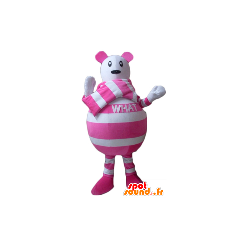 Mus maskot hvite og rosa striper - MASFR22631 - mus Mascot