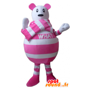 Mus maskot hvite og rosa striper - MASFR22631 - mus Mascot