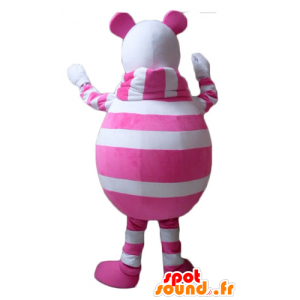 Mouse mascotte witte en roze strepen - MASFR22631 - Mouse Mascot