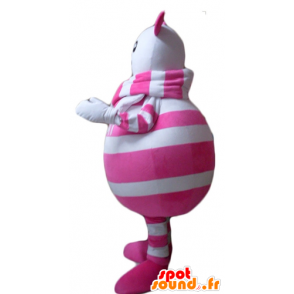 Musmaskot med vita och rosa ränder - Spotsound maskot