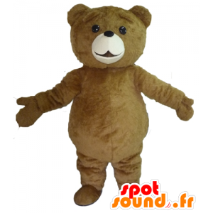 Mascotte grote bruine beer, schattig en mollig - MASFR22632 - Bear Mascot
