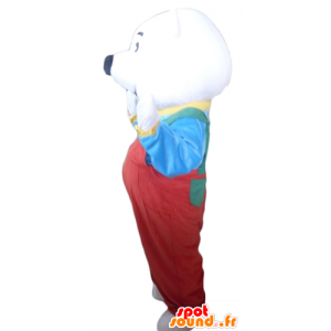Polar Bear Mascot z czerwonym kombinezonie i t-shirt - MASFR22633 - Maskotka miś
