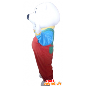 Polar Bear Mascot met rode overall en een t-shirt - MASFR22633 - Bear Mascot