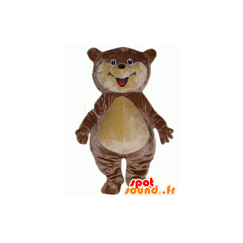 Mascotte de gros nounours en peluche marron et beige, souriant dans  Mascotte d'ours Changement de couleur Pas De Changement Taille L (180-190  Cm) Bon a tirer Non Avec les vêtements ? (si