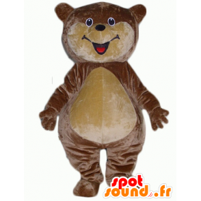 Großer Teddybär Maskottchen Plüsch braun und beige, lächelnd - MASFR22635 - Bär Maskottchen