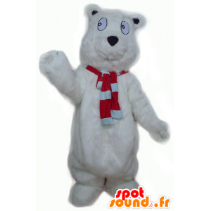 Stor hvid bjørnemaskot, behåret og sød - Spotsound maskot