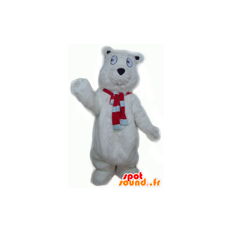 Big white bear mascot, hairy and cute - MASFR22638 - Bear mascot