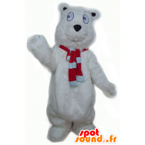 Mascotte de gros ours blanc, poilu et mignon - MASFR22638 - Mascotte d'ours