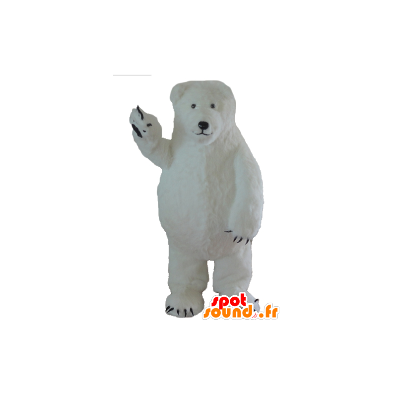 Mascotte d'ours blanc, d'ours polaire, gros et poilu - MASFR22642 - Mascotte d'ours