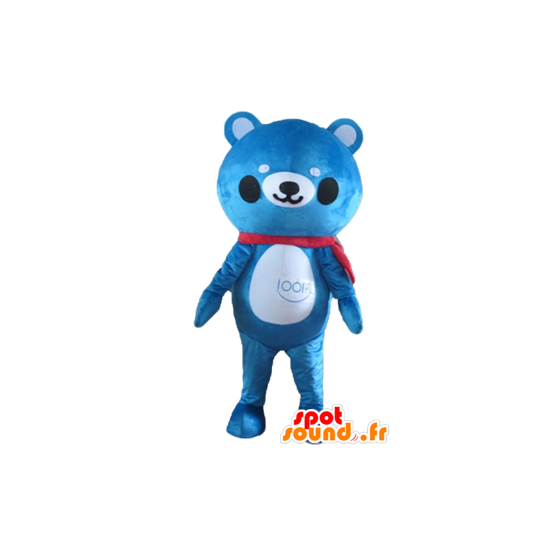 Mascot teddy bear blue and white - MASFR22644 - Bear mascot