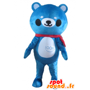 Mascot teddy bear blue and white - MASFR22644 - Bear mascot