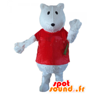Mascot oso polar, lobo, con una camisa roja - MASFR22645 - Oso mascota