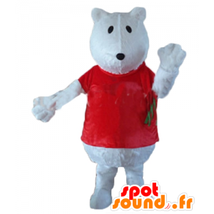 Mascot urso polar, lobo, com uma camisa vermelha - MASFR22645 - mascote do urso