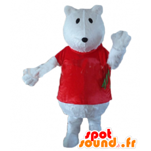 Mascot urso polar, lobo, com uma camisa vermelha - MASFR22645 - mascote do urso