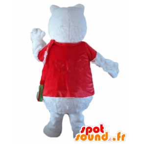 Mascot orso polare, lupo, con una camicia rossa - MASFR22645 - Mascotte orso