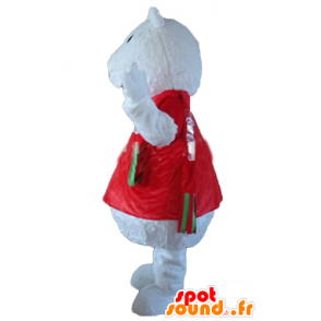 Mascot oso polar, lobo, con una camisa roja - MASFR22645 - Oso mascota