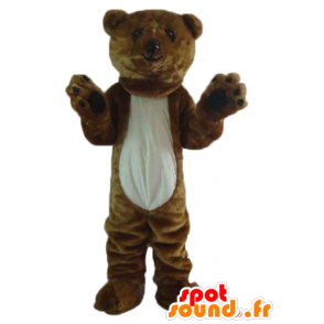 Mascot hnědá a bílá medvěd, obr, měkké a chlupatá - MASFR22646 - Bear Mascot