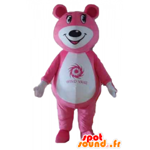 Mascot urso de pelúcia rosa e branco - MASFR22649 - mascote do urso