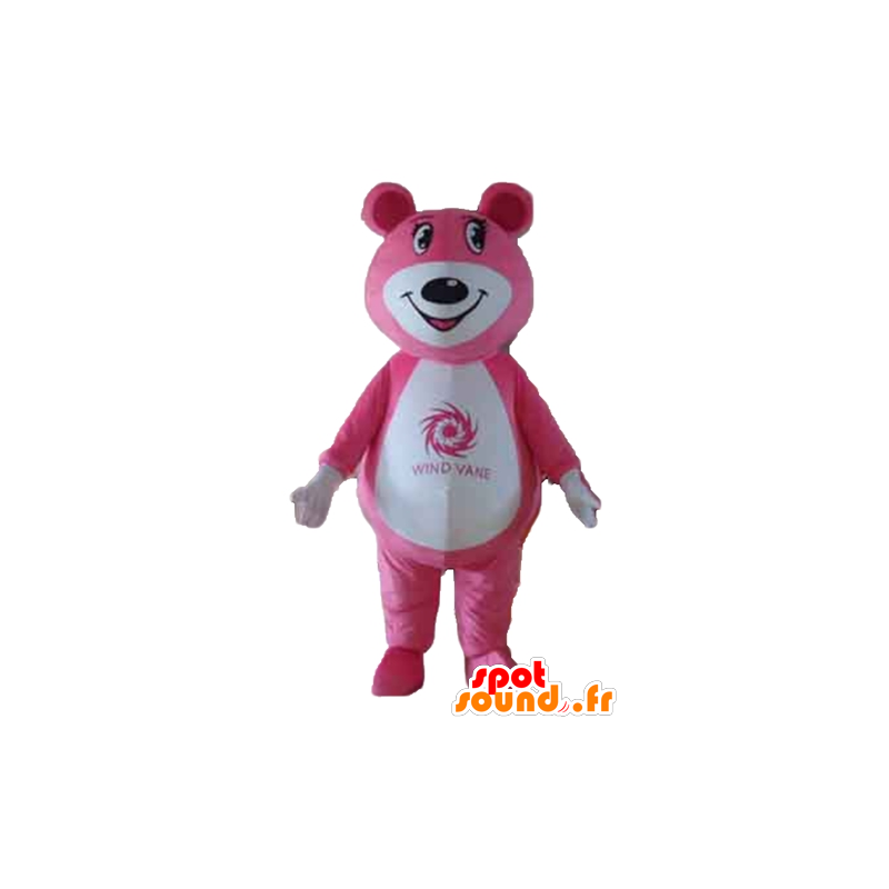 Mascotte orsacchiotto rosa e bianco - MASFR22649 - Mascotte orso