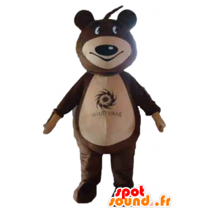 Brun og beige bamse maskot - Spotsound maskot kostume