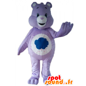 Mascotte de Bisounours violet et blanc, avec un nuage - MASFR22653 - Mascotte d'ours