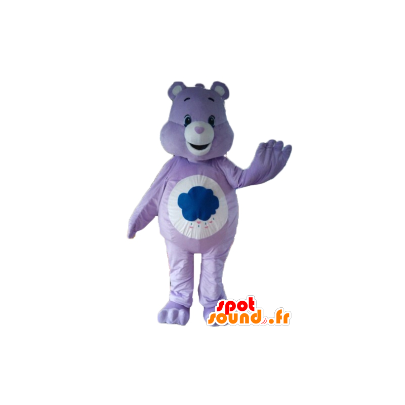 Mascot Osos púrpura y blanco, con una nube - MASFR22653 - Oso mascota