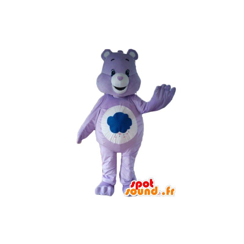 Mascotte Bears viola e bianco, con una nuvola - MASFR22653 - Mascotte orso