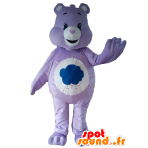 Maskottchen Bären lila und weiß, mit einer Wolke - MASFR22653 - Bär Maskottchen