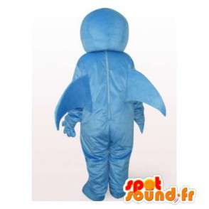 Mascotte de requin bleu et blanc. Costume de requin géant - MASFR006513 - Mascottes Requin