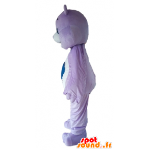 Mascotte de Bisounours violet et blanc, avec un nuage - MASFR22653 - Mascotte d'ours