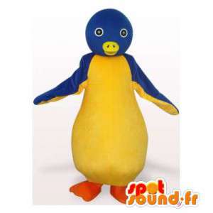 Mascot pingüino azul y amarillo. Traje de pingüino - MASFR006514 - Mascotas de pingüino