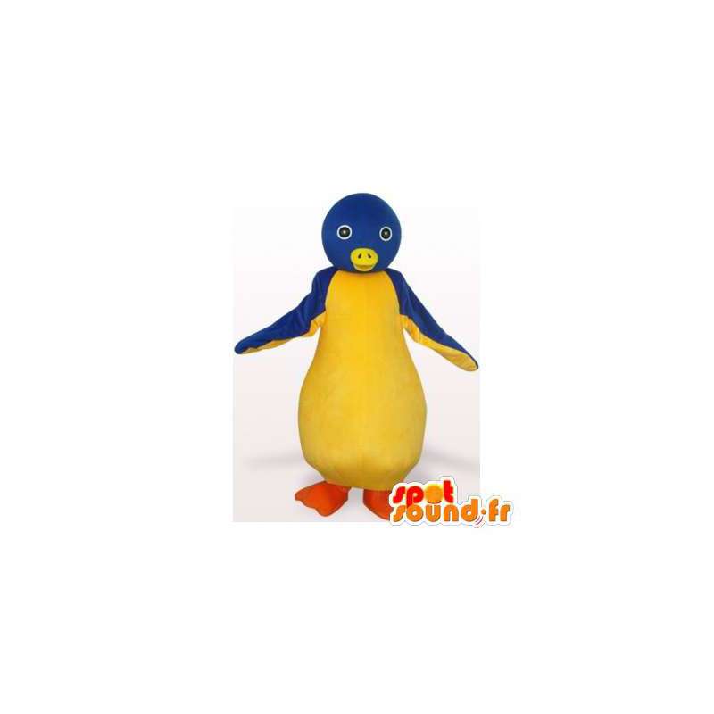 青と黄色のペンギンのマスコット。ペンギンコスチューム-MASFR006514-ペンギンマスコット