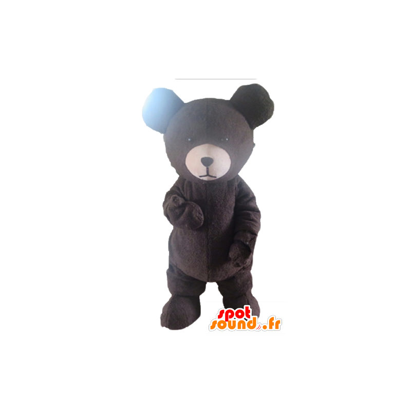 Mascotte de gros ours marron et blanc - MASFR22658 - Mascotte d'ours