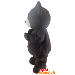 Mascotte de gros ours marron et blanc - MASFR22658 - Mascotte d'ours