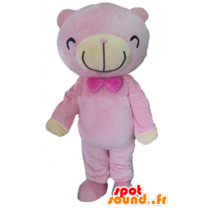 Mascot urso de pelúcia rosa e bege - MASFR22659 - mascote do urso