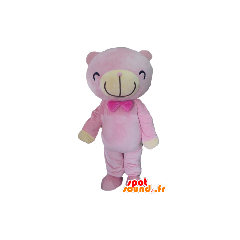 Mascot nalle vaaleanpunainen ja beige - MASFR22659 - Bear Mascot