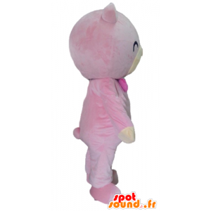 Pink og beige bamse maskot - Spotsound maskot kostume