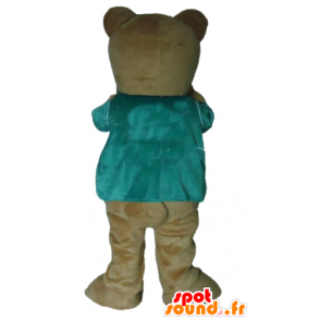 Mascot Bear bruine beer, met een groen overhemd - MASFR22660 - Bear Mascot