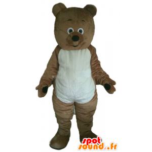 Brun og hvid bamse maskot, gnaver - Spotsound maskot kostume